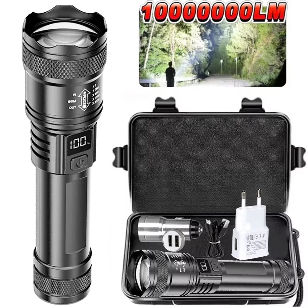 Tactical Flashlight Rechargeable - 100000LM Superhelle Taschenlampe Typ-C Wiederaufladbare LED-Fackel