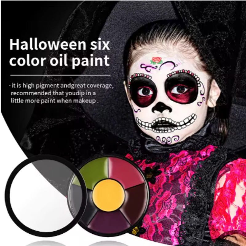 Camo Face Paint - 6-Farben-Öl-Gesichtsmalpalette für Halloween-Party, Camo-Gesichts- und Körper-Make-up,