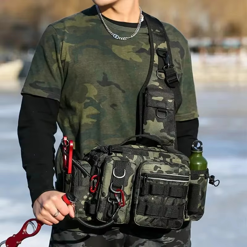 Hunting Fishing Outdoor - Taktische Outdoor-Camping-Klettertasche, Crossbody-Angeltasche, Aufbewahrungsrucksack für Trekking,