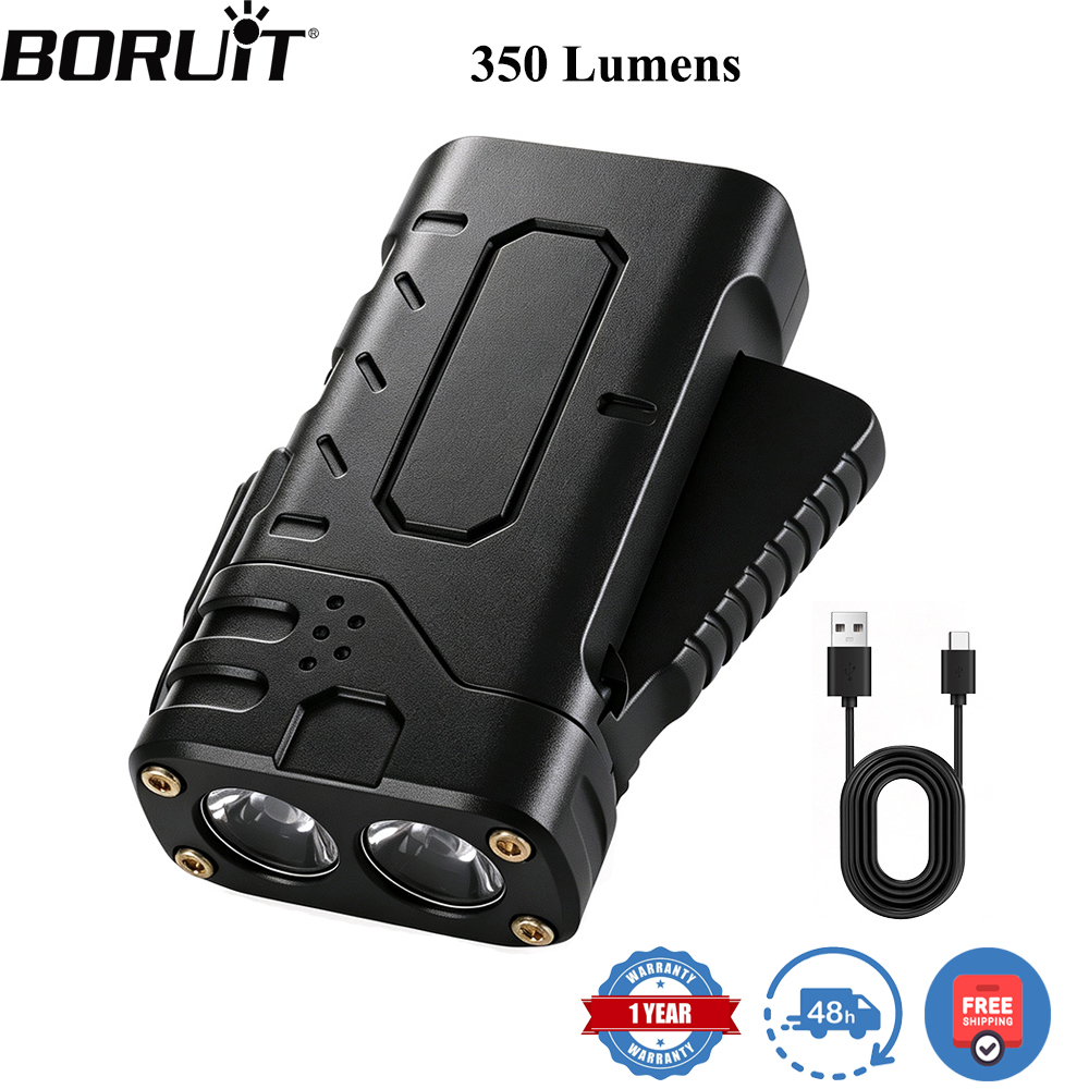 Hunting Fishing Outdoor - BORUIiT Handkurbel-EDC-LED-Taschenlampe, Typ-C wiederaufladbar, selbstbetriebene Taschenlampe,