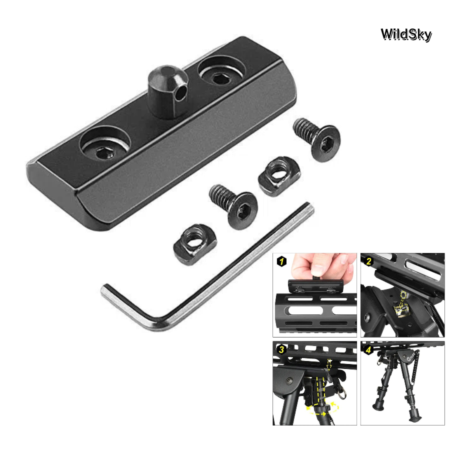Bipod Rifle Mount - WildSky M-lok Mount Picatinny Zweibein Adapter