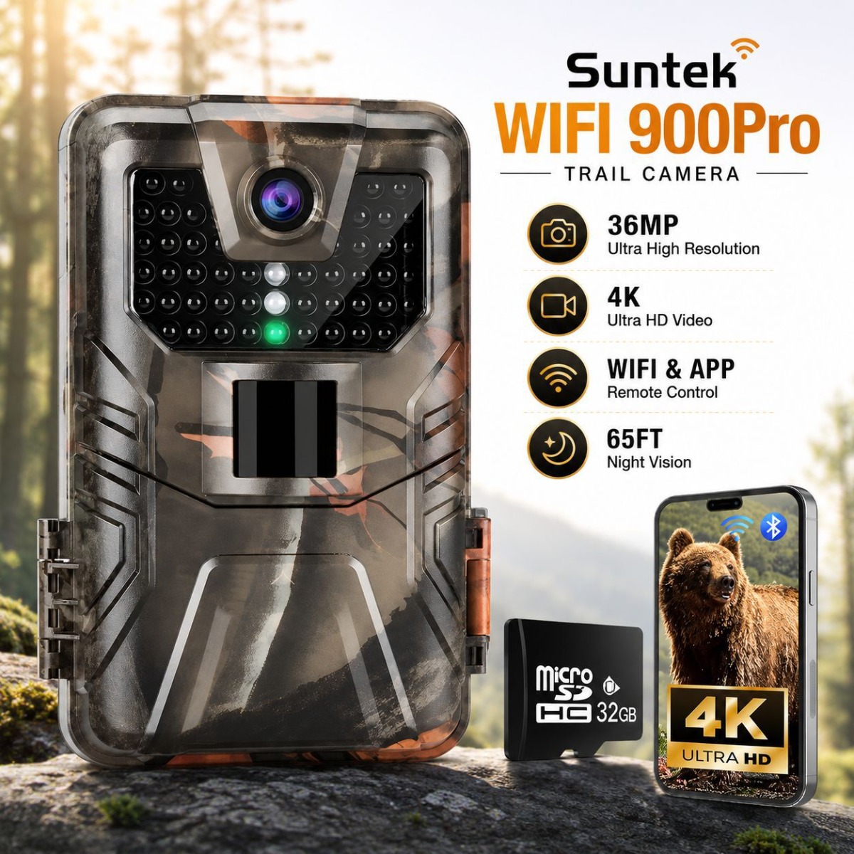 Outdoor Hunting Camera Wireless - 4K Outdoor WLAN-Jagdkamera mit App-Steuerung, kabellose